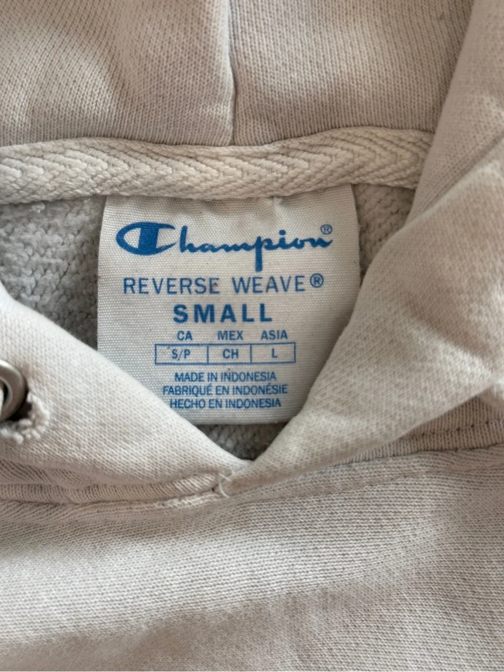 Champion Reverse Weave Hoodie Mens Small Light Gray Logo Pullover